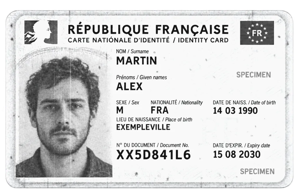 Carte d'identité française, recto